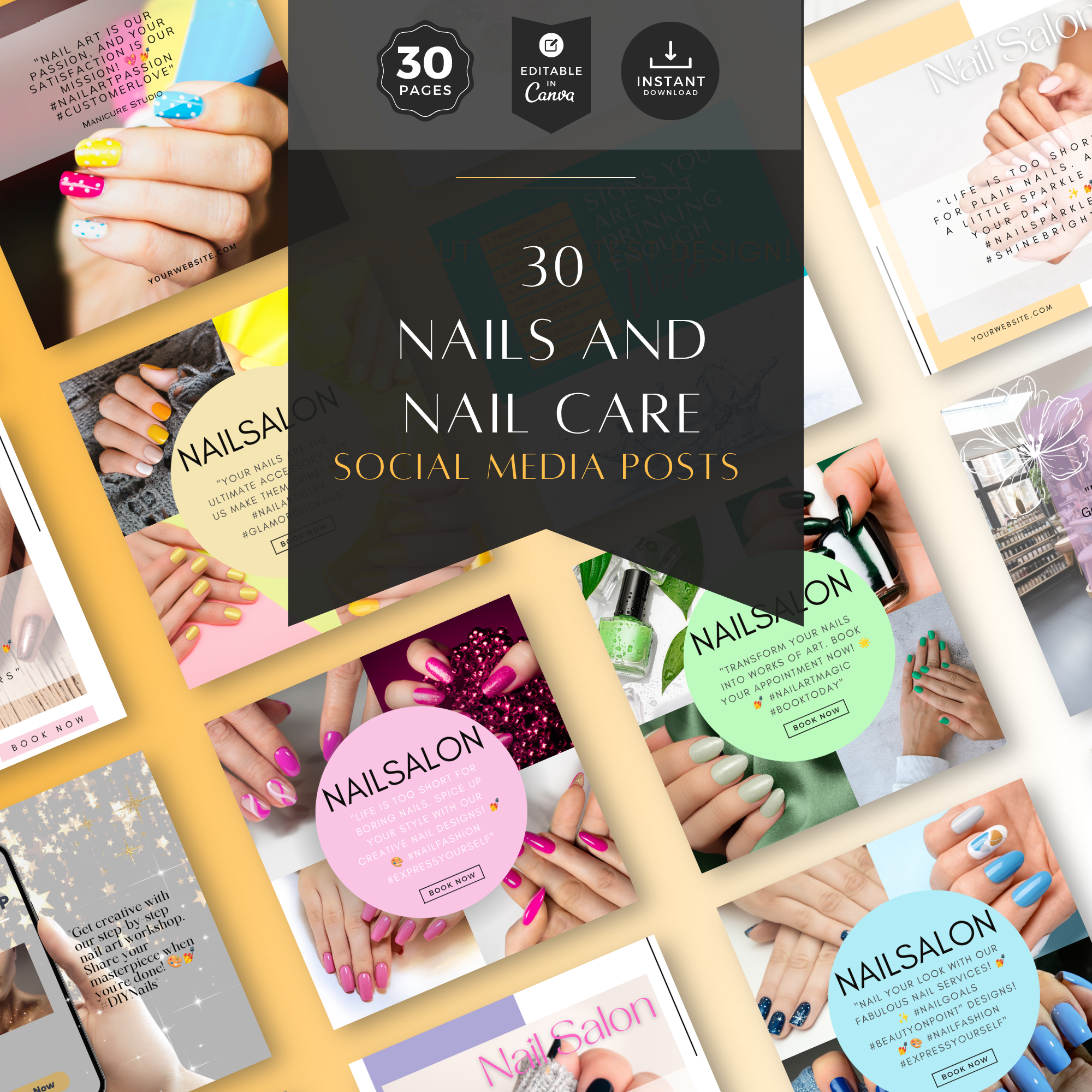 30 Editable Nail Salon Social Media Templates – Canva Pack - Image 2